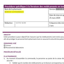 Procédure spécifique à la livraison des médicaments en temps de pandémie