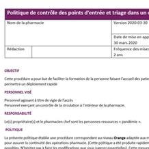 Politique de contrôle des points d'entrée et triage dans un contexte de pande´mie